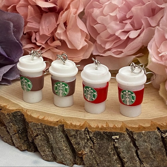 Starbucks Coffee Cup Dangle Earrings - Picture 3 of 12